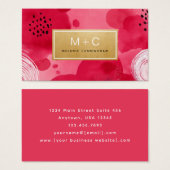 Hot Pink Gold Abstract Business Cards (Devant & derrière)
