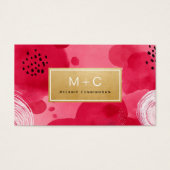 Hot Pink Gold Abstract Business Cards (Devant)