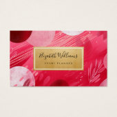 Hot Pink Gold Abstract Business Cards (Devant)