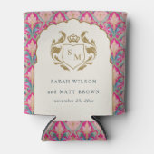  Hot Pink Gold Classy Floral Laurel Bruiloft Blikjeskoeler (Voorkant)