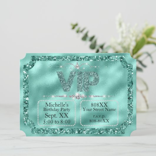 Hot Pink & Gold Diamonds en Glitter Ticket Kaart (Staand voorkant)