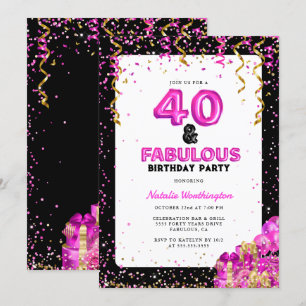 Hot Pink Gold Forty Fabulous 40e verjaardag Kaart