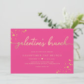 Hot Pink Gold Galentine's Day Brunch Invitation (Debout devant)
