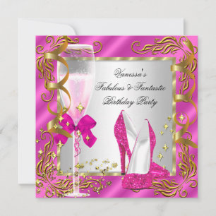 'Hot Pink Gold Silver Women's Birthday Party' Kaart
