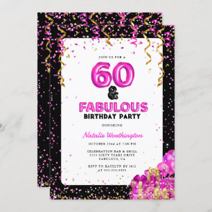 Hot Pink Gold Sixty Fabulous 60e verjaardag Kaart