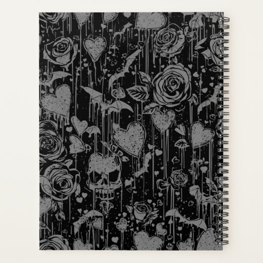Hot Pink Gothic Roses & Skulls Pattern (Dos)