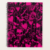 Hot Pink Gothic Roses & Skulls Pattern (Devant)