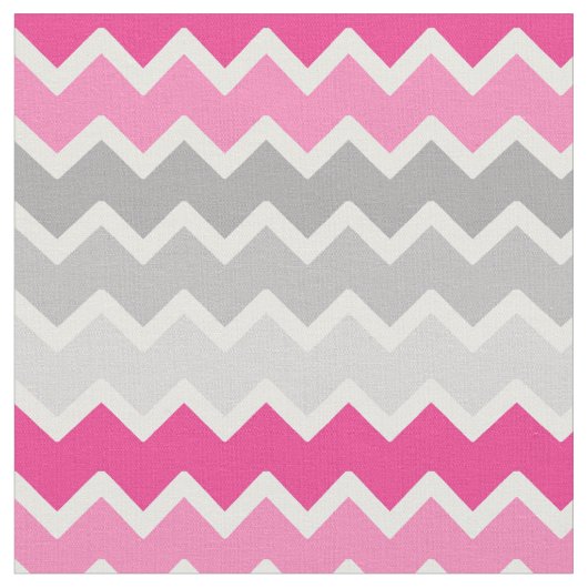 Hot Pink Gray Ombre Chevron Zigzag Pattern Stof (Close Up)