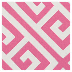 Hot Pink Greek Key op grote schaal Bewerkbare kl Stof