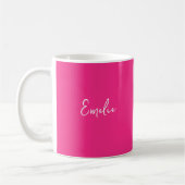 Hot pink hand script monogram koffiemok (Links)