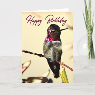 Hot Pink Happy Birthday Hummingbird Fotokaart Bedankkaart