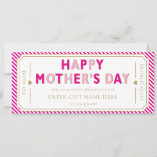 Hot Pink Happy Mother's Day Gift Voucher Card Kaart