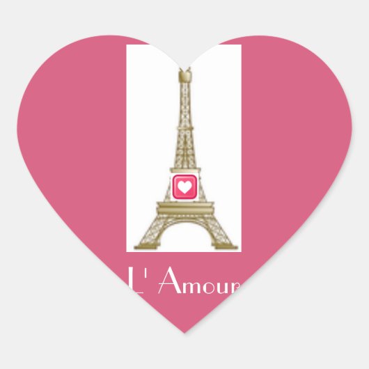 Hot Pink Heart Paris Eiffeltoren Sticker (Voorkant)