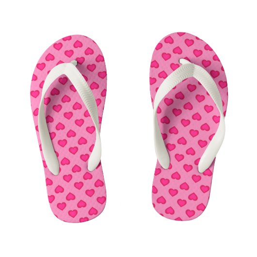 Hot Pink Hearts Kind Teenslippers (Voetbed)