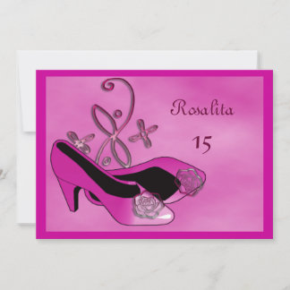 Hot Pink Heels Quinceanera 15e verjaardag Kaart
