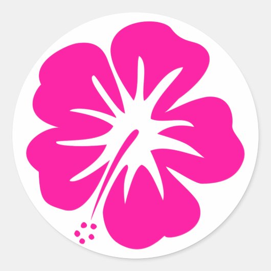 Hot Pink Hibiscus Ronde Sticker (Voorkant)