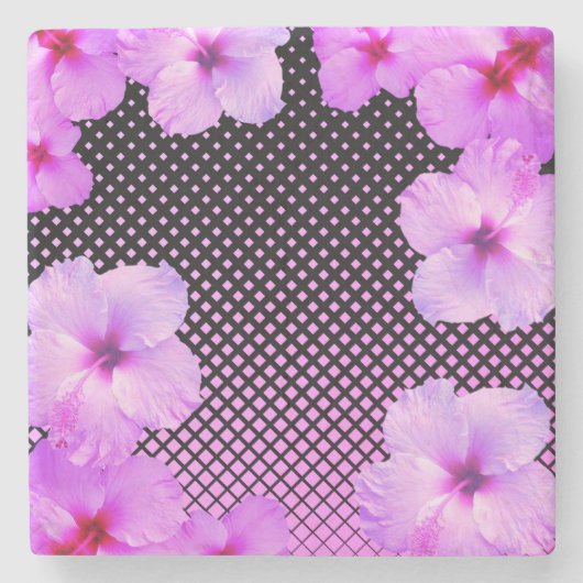 Hot Pink Hibiscus Stenen Onderzetter (Voorkant)