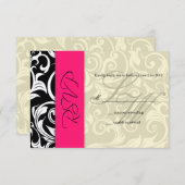 Hot Pink Ivory Swirl Wedding RSVP (Voorkant / Achterkant)