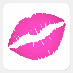 Hot Pink Kiss Vierkante Sticker