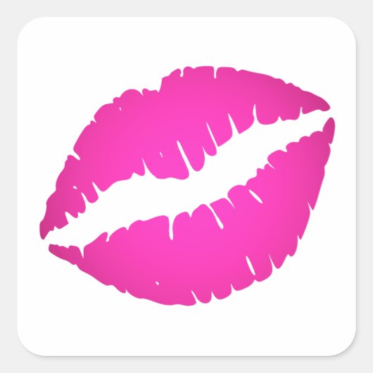 Hot Pink Kiss Vierkante Sticker (Voorkant)