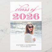 Hot Pink Klasse van 2025 Foto Afstuderen (Voorkant)