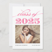Hot Pink Klasse van 2025 Foto Afstuderen Aankondiging (Voorkant)