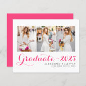 Hot Pink Klasse van 2025 Photo Collage Afstuderen (Voorkant / Achterkant)
