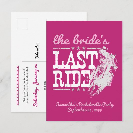 Hot Pink La Dernière Carte Postale de l'invitation (Devant / Derrière)