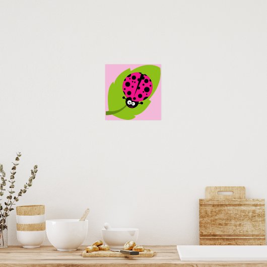Hot Pink Ladybug Poster (Keuken)