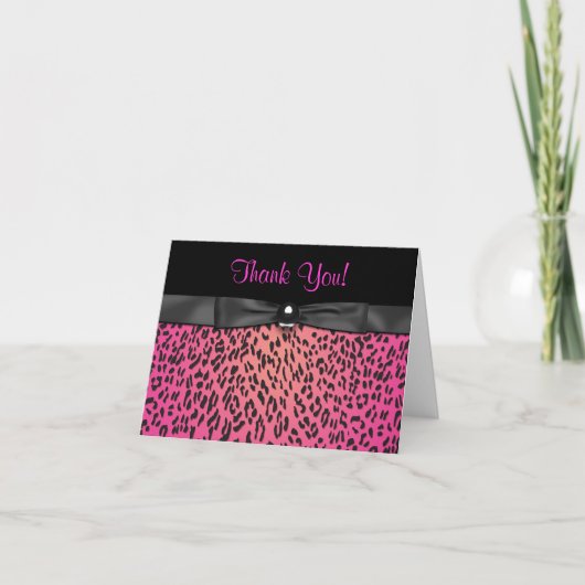 Hot Pink Leopard Bedankt Kaarten (Voorkant)
