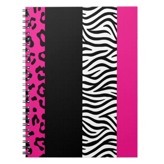Hot Pink Leopard en Zebra Animal Print Notitieboek (Voorkant)