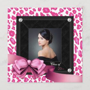 Hot Pink Leopard Fotodiploma Aankondigingen