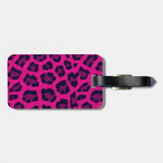 Hot Pink Leopard Print Bagagelabel (Achterkant horizontaal)