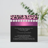 Hot Pink Leopard Quinceanera Kaart (Staand voorkant)