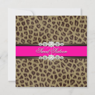 Hot Pink Leopard Sweet Sixteen Birthday Party Kaart