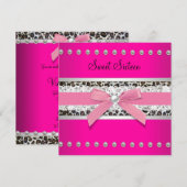Hot Pink Leopard Sweet Sixteen Birthday Party Kaart (Voorkant / Achterkant)
