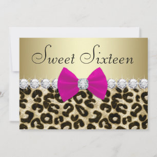 Hot Pink Leopard Sweet Sixteen Kaart