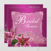 Hot Pink Lily Bruids Douche Uitnodigingen (Voorkant / Achterkant)