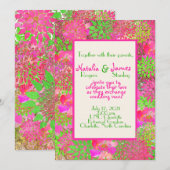 Hot Pink Lime Green Floral Dahlia Kaart (Voorkant / Achterkant)