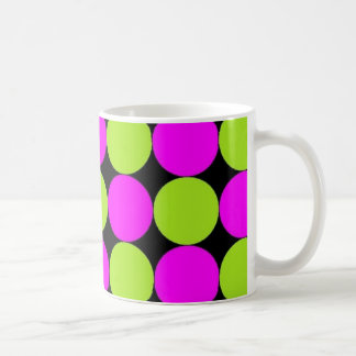 Hot Pink & Lime Green Polka Dots Koffiemok
