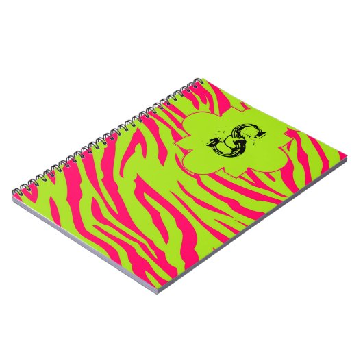 Hot Pink Limoen Zebra Print Animal Spiral Notitieb Notitieboek (Linkerzijde)