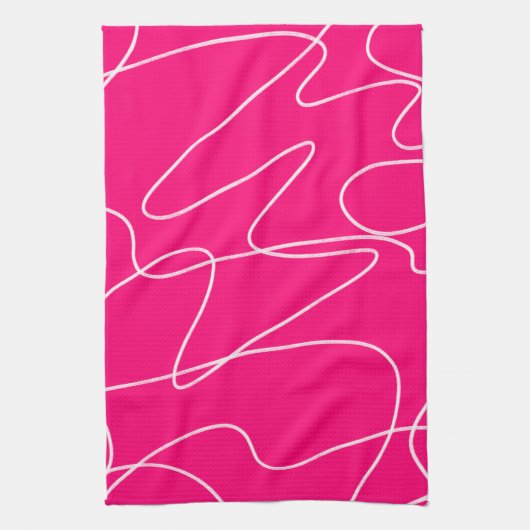 Hot Pink Line Art Theedoek (Verticaal)