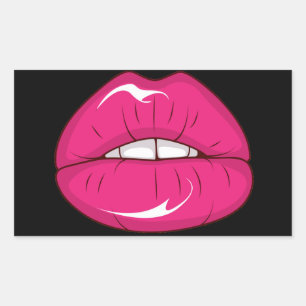 Hot Pink Lips - Een Kus en een Glimlach! Rechthoekige Sticker