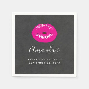 Hot Pink Lips Glamoureus Illustratie Bachelorette Servet