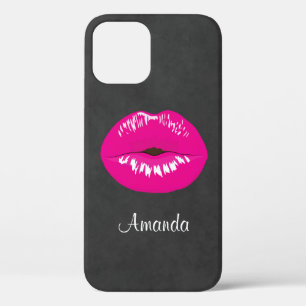 Hot Pink Lips Glamoureus Illustratie iPhone 12 Hoesje
