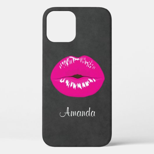 Hot Pink Lips Glamoureus Illustratie Case-Mate iPhone Case (Achterkant)