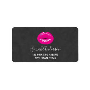 Hot Pink Lips Glamoureus Illustratie Etiket