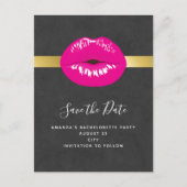 Hot Pink Lips Glamoureuze Illustratie De datum ops Uitnodiging Briefkaart (Voorkant)