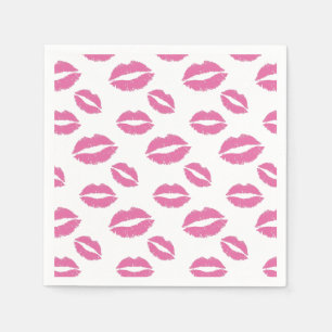 Hot Pink Lips Kiss Patroon Meisje Sweet 16 Servet