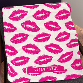 Hot Pink Lips Lipstick Kus Patroon Fleece Deken